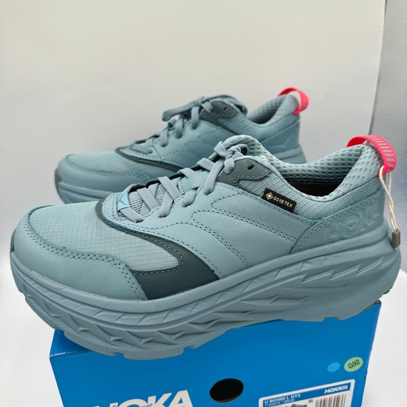 NWT Hoka Bondi L Leather GTX GoreTex U Unisex Stone Goblin Blue Cushioned Shoes - Picture 3 of 16